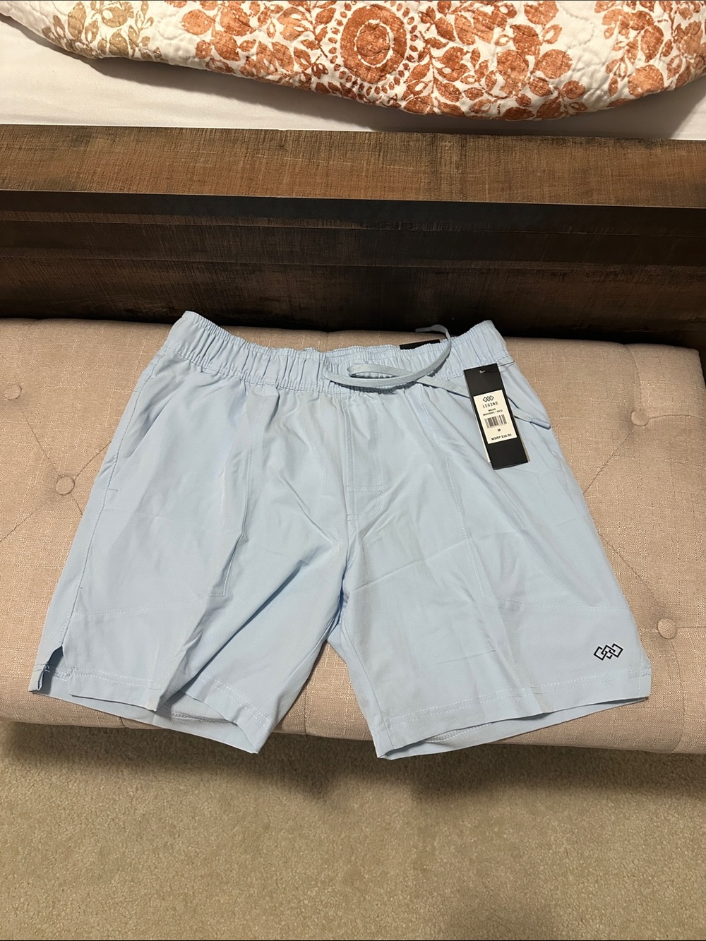 Men's Light Blue Athletic Shorts with Elastic Waistband